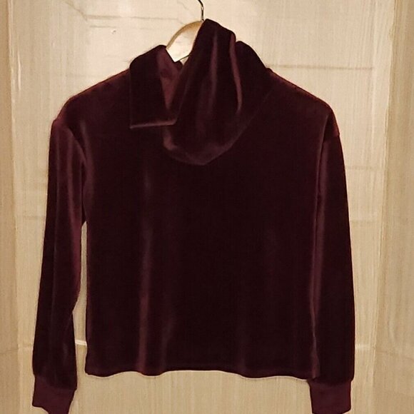 Justice Maroon Gold Velour Hooded Dance Sweatshirt 12 - Picture 2 of 7